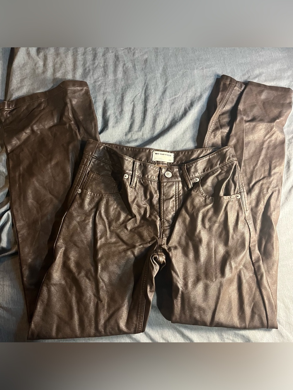 We The Free Wide Leg Faux Leather Pants - Brown